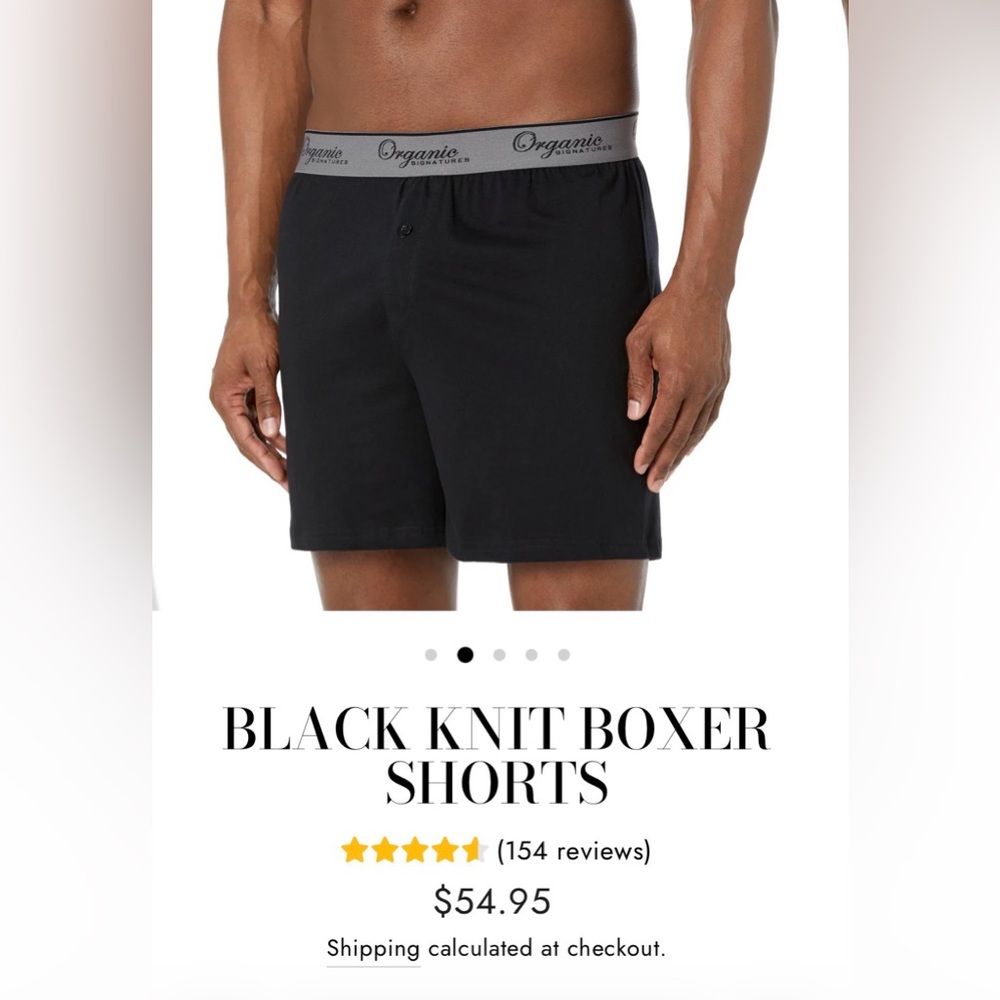 OrganicSignature Black Knit Boxer Shorts with Branded Waistband NWOT